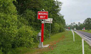 Wrong Way signage along Central Florida Expressway