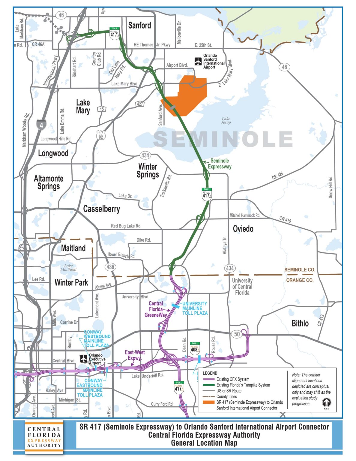 SR 417 to Orlando Sanford International - SR 417 Seminole Expressway To Orlando Sanford International Airport Connector 1187x1536
