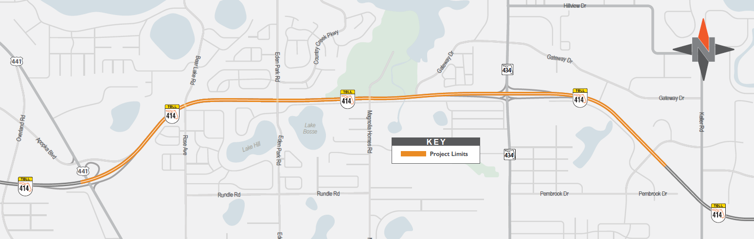 A map of the SR 414 Expressway Extension project.